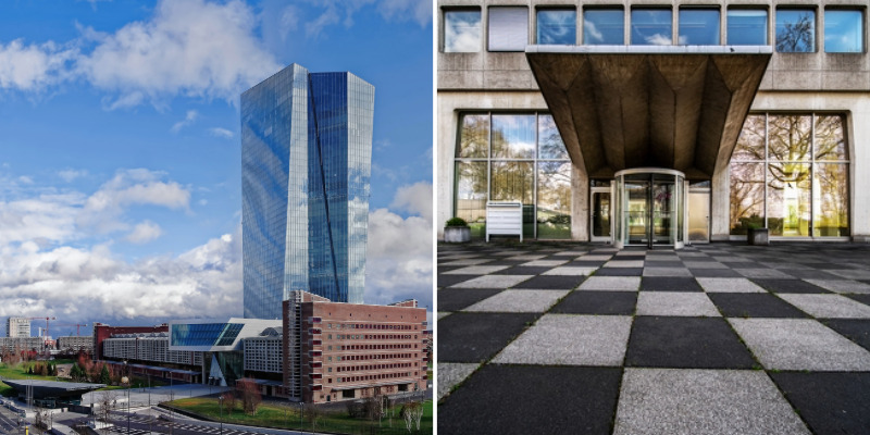 Bild der Großmarkthalle Frankfurt und der Syckerhoff-Verwaltung in Wiesbaden