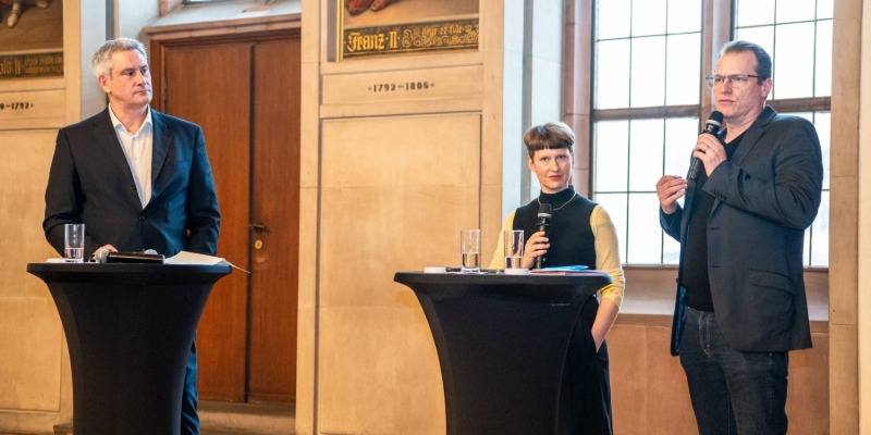 Podiumsgespräch während des Empfangs zu 75 Jahre Arbeit und Leben